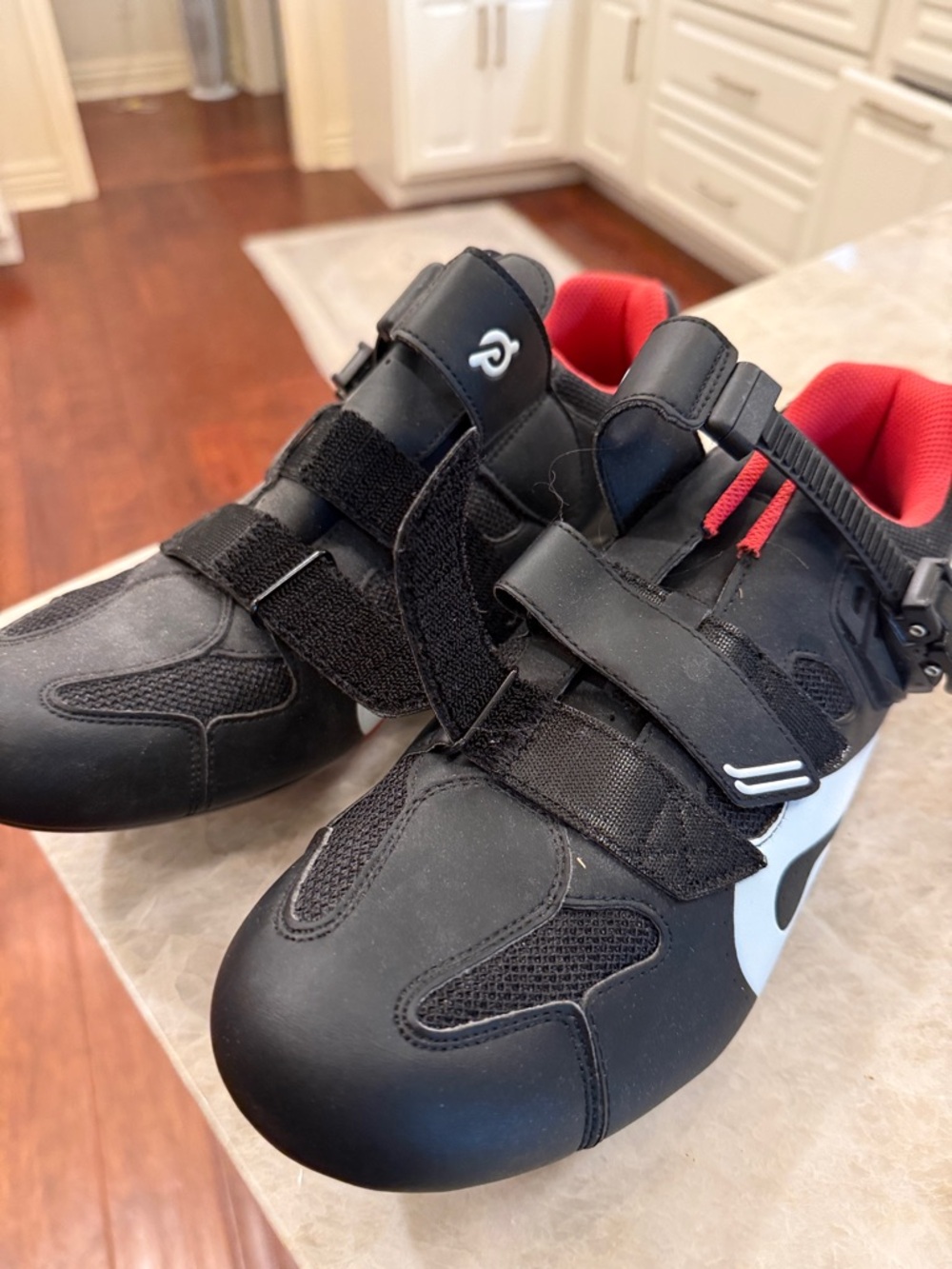 Nike Black Cycling Shoes with Red Interior and White Swoosh